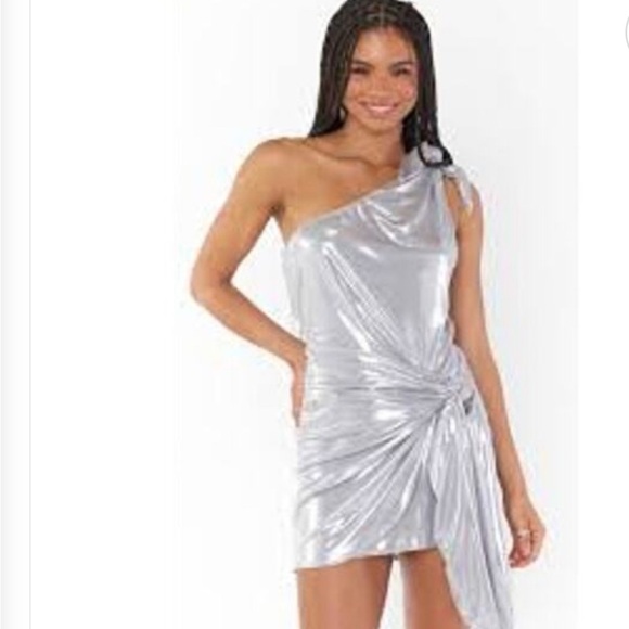 Show Me Your MuMu Dresses & Skirts - Show Me Your MuMu Silver One-Shoulder Mini Dress